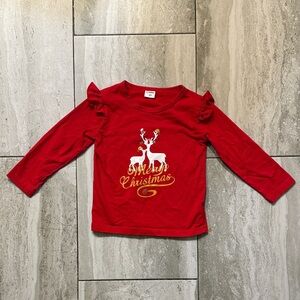 PatPat Red Long-Sleeve Christmas Reindeer Top